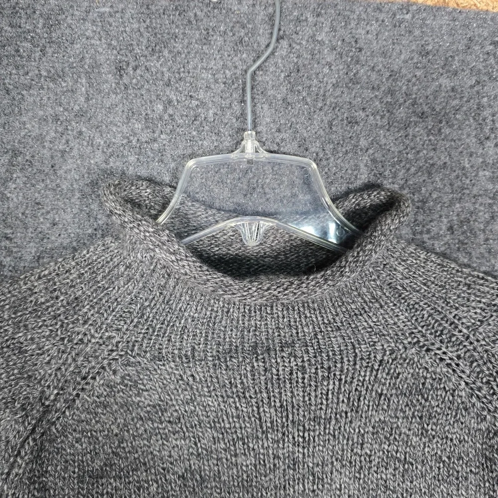 VTG J Crew Roll Neck Sweater Mens XL Gray 100% Wool Chunky Knit Raglan Pullover